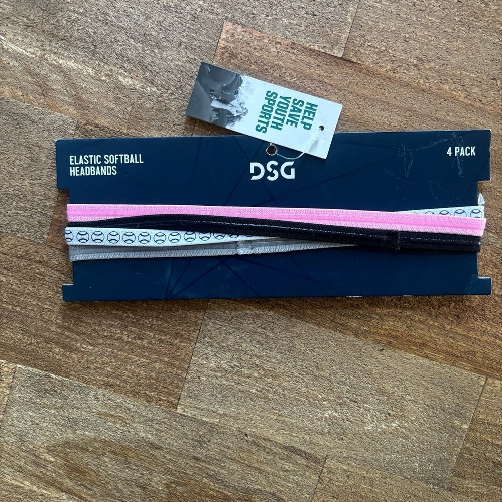 DSG Elastic Softball Headbands 4 Pack Pink Black White